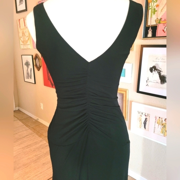 Scott McClintock 90's Black Rhinestone Ruched Wiggle Maxi‎ Dress - Picture 7 of 8